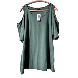 Torrid Seafoam Cold Shoulder Foxy Tee Size 3X Short Sleeve Top Green NWT
